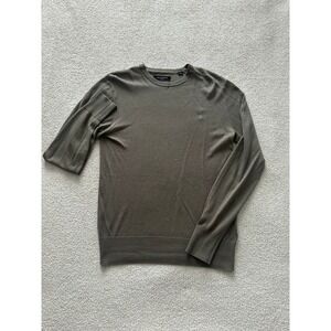 All Saints Men Nomo Crew Neck Shirt size Small in Olive Green
